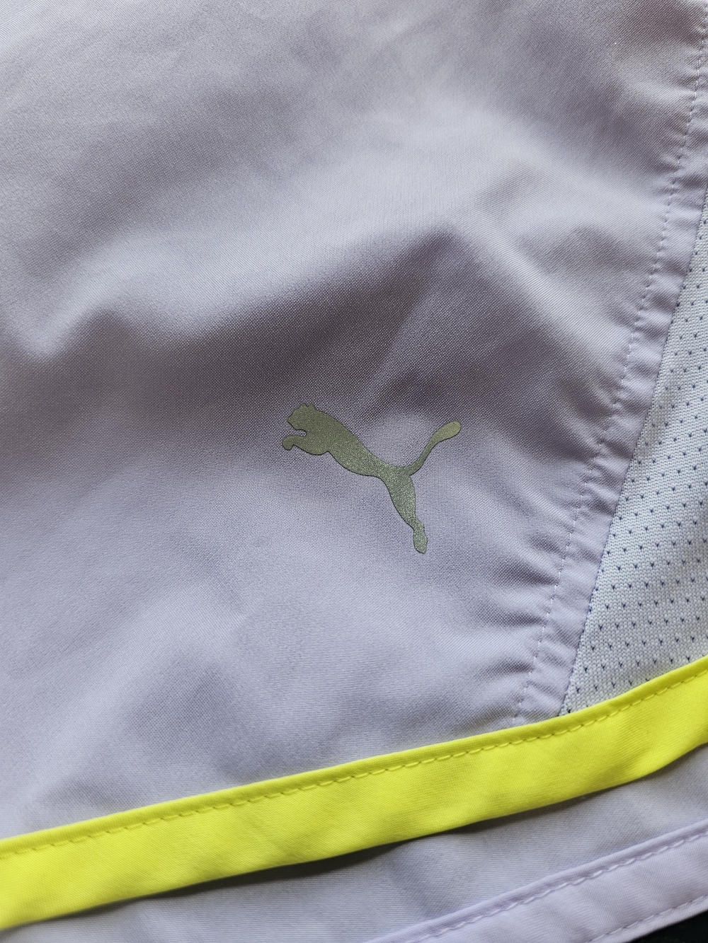 Puma Lavender Athletic Dri Cell Running Shorts with Yellow Trim Women's L - Picture 2 of 11